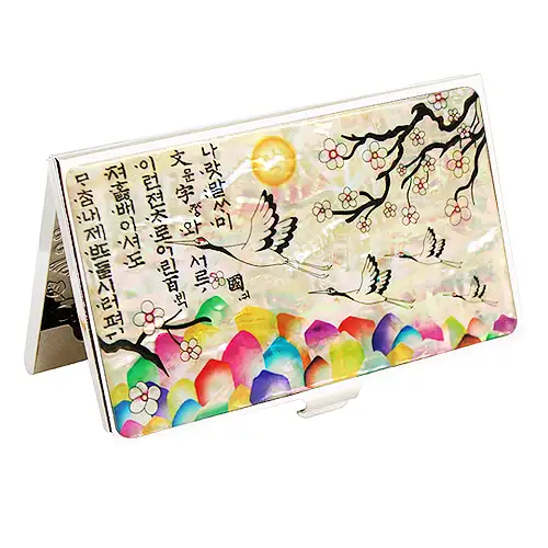 螺钿漆器名片盒 梅花松鹤白