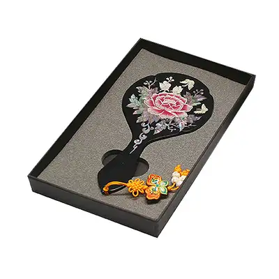 Shell Inlay Princess Mirror Small Hanji Black