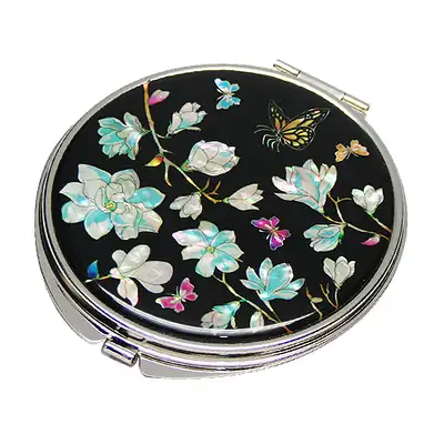 Mother-of-Pearl Hand Mirror with Magnolia