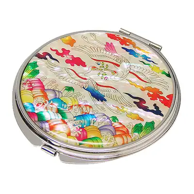 Mother-of-Pearl Hand Mirror with Crane Insignia Design