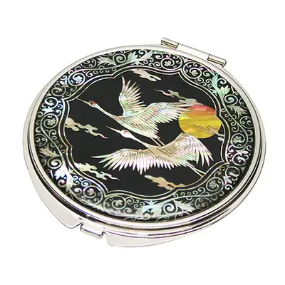 Shell Inlay Double-Sided Hand Mirror - Cloud and Crane