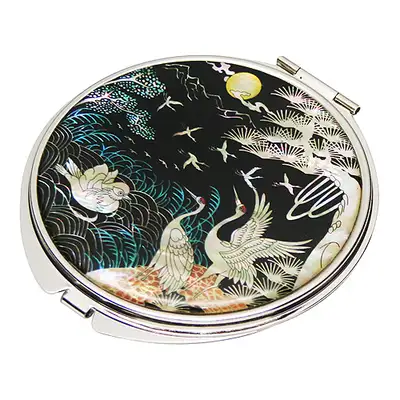 Abalone Shell Double-Sided Hand Mirror with Mandarin Duck and Crane