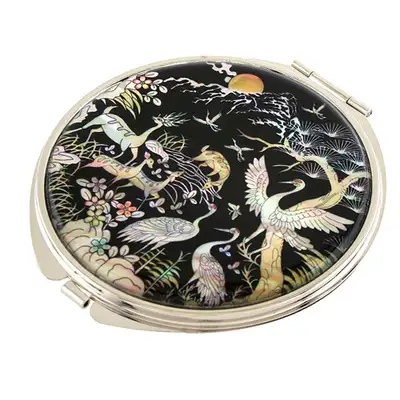 Mother-of-Pearl Hand Mirror Deer and Crane