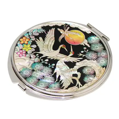Mother-of-Pearl Hand Mirror - Royal Crane Design 1