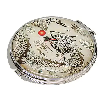 Mother-of-Pearl Hand Mirror - Black Dragon