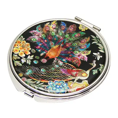 Mother-of-Pearl Hand Mirror with Peacock Design