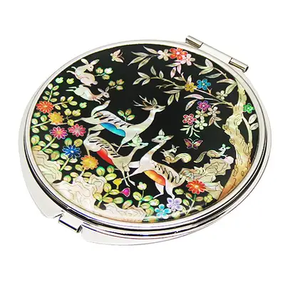 Mother-of-Pearl Hand Mirror - Deer
