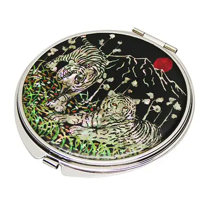 Mother-of-Pearl Hand Mirror - White Tiger