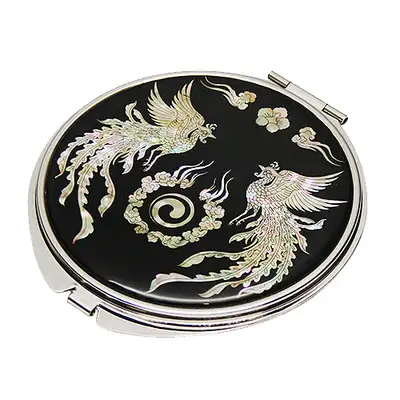 Mother-of-Pearl Hand Mirror with Phoenix Design