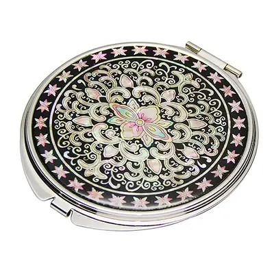 Mother-of-Pearl Hand Mirror with Scrollwork Pattern