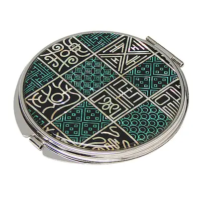 Mother-of-Pearl Double-Sided Hand Mirror with Lattice Calligraphy Design