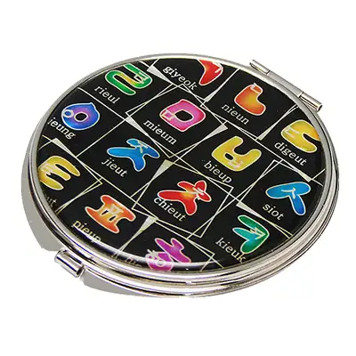 Mother-of-Pearl Hand Mirror Hangul 2 Black