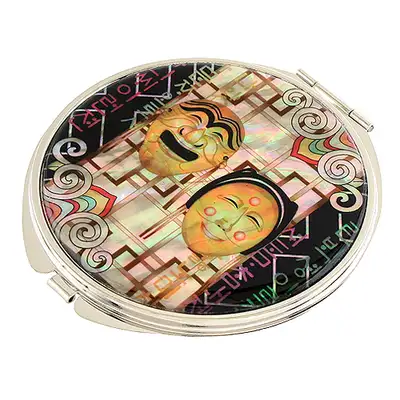 Mother-of-Pearl Hand Mirror with Hahoe Mask
