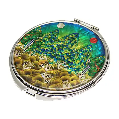 Mother-of-Pearl Hand Mirror with Sun and Moon Design
