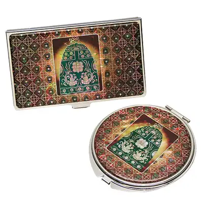 Mother-of-Pearl Mirror and Business Card Case Set - Queen Sondok Edition (2 Pieces)