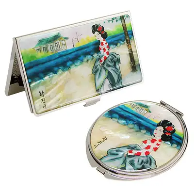 Mother-of-Pearl Mirror & Business Card Case Set (2-piece) - Hwang Jini