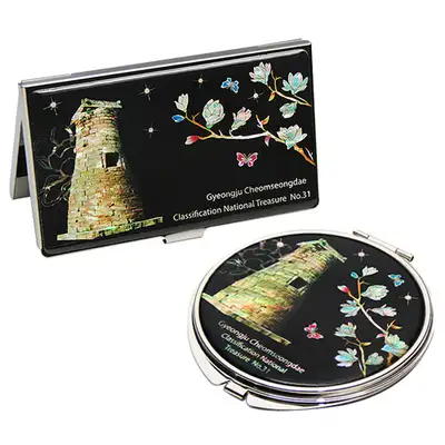 Mother-of-Pearl Mirror and Business Card Case Set 2 Types - Cheomseongdae