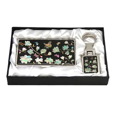 Mother-of-Pearl Business Card Case and Key Ring Set (2 Types) - Magnolia