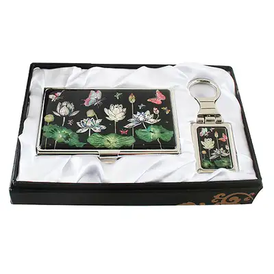 Shell Inlay Business Card Case 2 Types - Lotus Butterfly