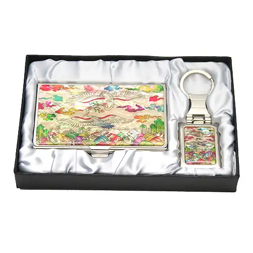 贝壳名片夹钥匙2种胸徽松鹤白