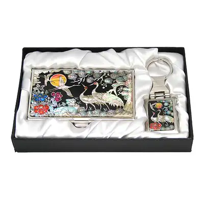 Mother-of-Pearl Business Card Case and Key Ring Set (2-Piece) - Court Crane 4