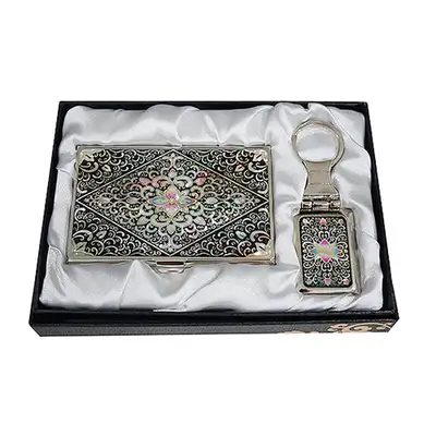 Mother-of-Pearl Business Card Holder and 2-Type Keys with Scroll Pattern