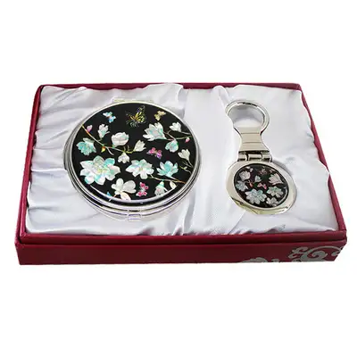 Mother-of-Pearl Mirror and Keyring Set (2-Piece) - Magnolia
