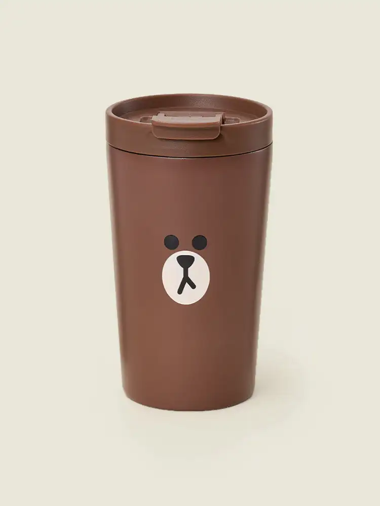 LINE FRIENDS Brown Flip Cap Tumbler (420ml) — 1