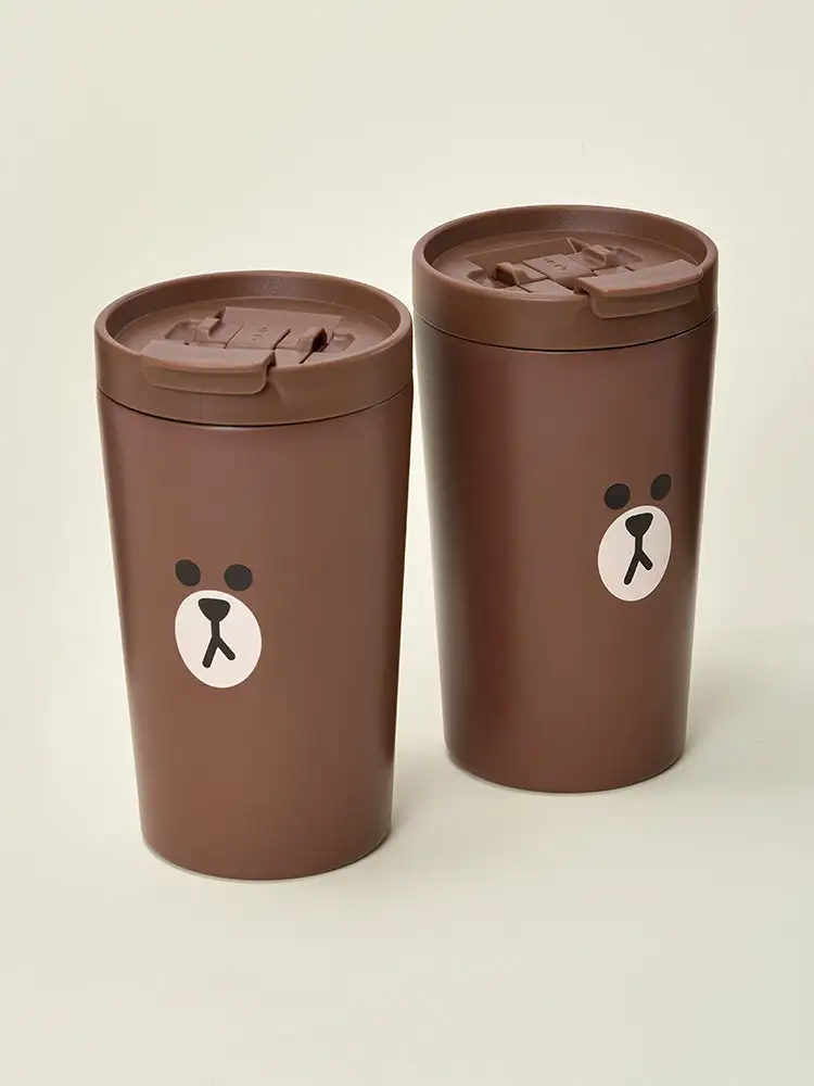 LINE FRIENDS Brown Flip Cap Tumbler (420ml) — 3