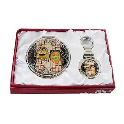 Mother-of-Pearl Mirror and Keyring 2-Piece Set - Hahoe Mask