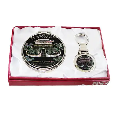 Abalone Shell Mirror and Keyring Set 2-Piece Namdaemun
