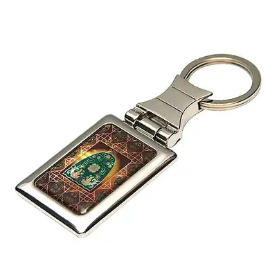 Mother-of-Pearl Square Keyring with Seon-deok Queen Bell Design