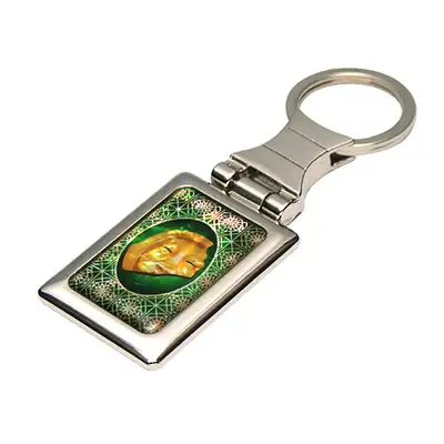 Lacquer Mother-of-Pearl Square Keyring with Roof Tile Pattern