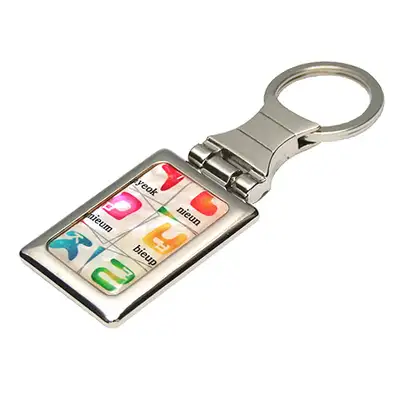 Mother-of-Pearl Square Keyring Hangul2 White