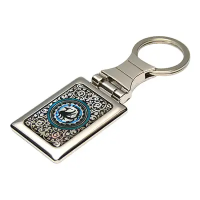 Mother-of-Pearl Square Keyring with Three-Legged Crow 1