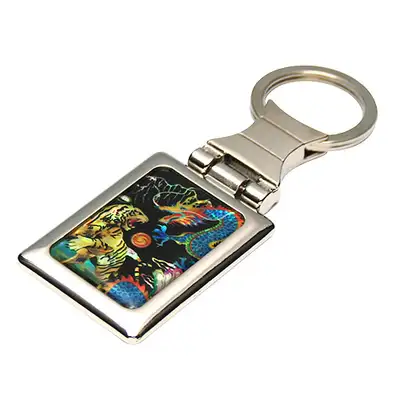 Mother-of-Pearl Square Keyring Dragon and Tiger