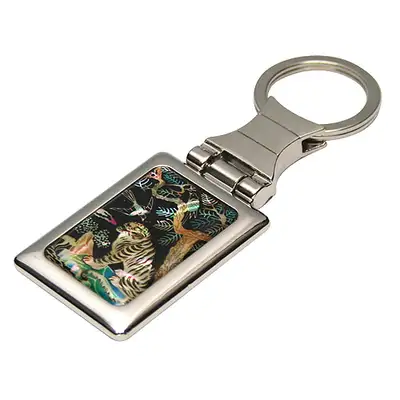 Mother-of-Pearl Square Keyring - Magpie Tiger