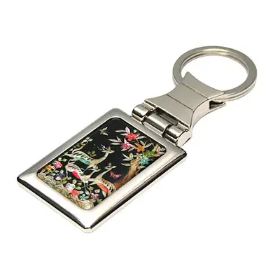Mother-of-Pearl Square Keyring - Deer