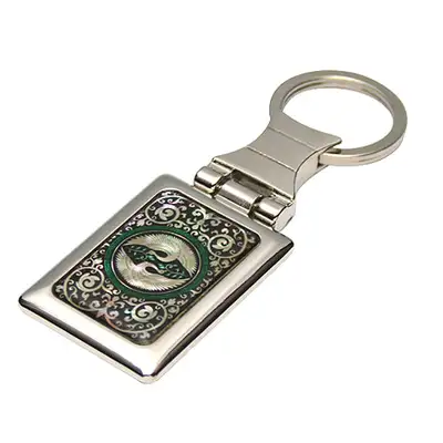 Abalone Square Keyring with Double Cranes