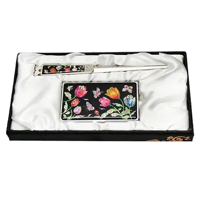 Mother-of-Pearl Business Card Case Set 2-Piece Tulip