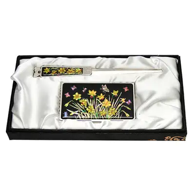 Mother-of-Pearl Business Card Case Jigal 2-Type Set - Daffodil