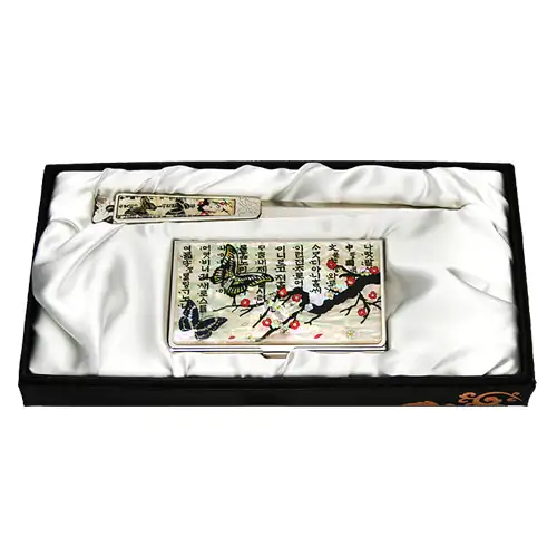 天然贝母名片夹 지칼 2种 梅花蝴蝶1 白