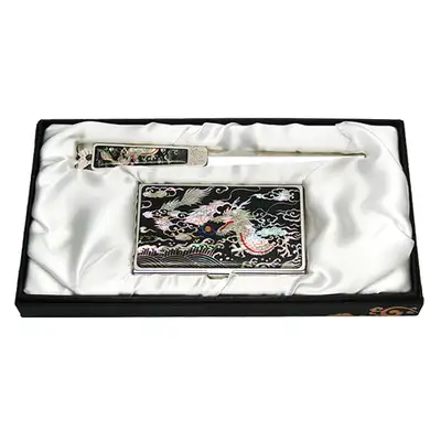 Mother-of-Pearl Business Card Case Jical Set of 2 - Dragon Design