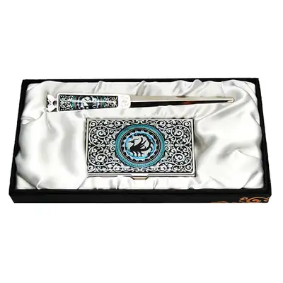 Mother-of-Pearl Business Card Case and Letter Opener Set 2-Piece Trijing Wu Design