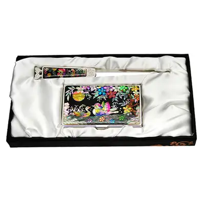 Mother-of-Pearl Business Card Case Set, 2 Types - Mandarin Duck