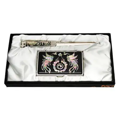Mother-of-Pearl Business Card Holder and Letter Opener Set (2 Types) Phoenix Design