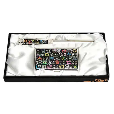 Mother-of-Pearl Business Card Case Set 2-Types Hangul Design