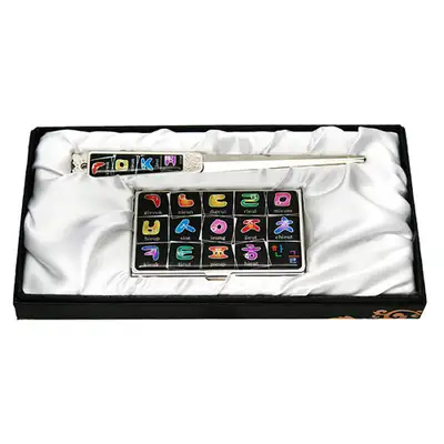 Natural Mother-of-Pearl Business Card Case and Letter Opener Set 2-Piece Hangul2 Black
