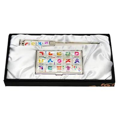 Mother-of-Pearl Business Card Case Jigal 2-Piece Set Hangul2 White