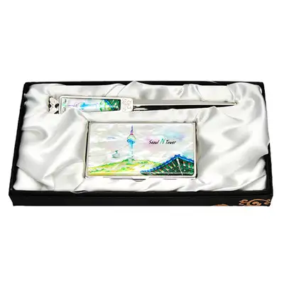Mother-of-Pearl Business Card Case and Letter Opener Set - Namsan